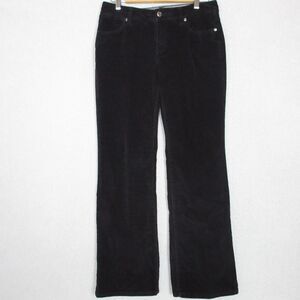 Faded‎ Glory Pants Womens 10 Black Corduroy Bootcut Stretch Back Pocket Swirl